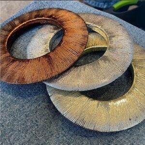 Vintage pineapple ring jewelry lot 3 brown silver statement jewelry bracelets